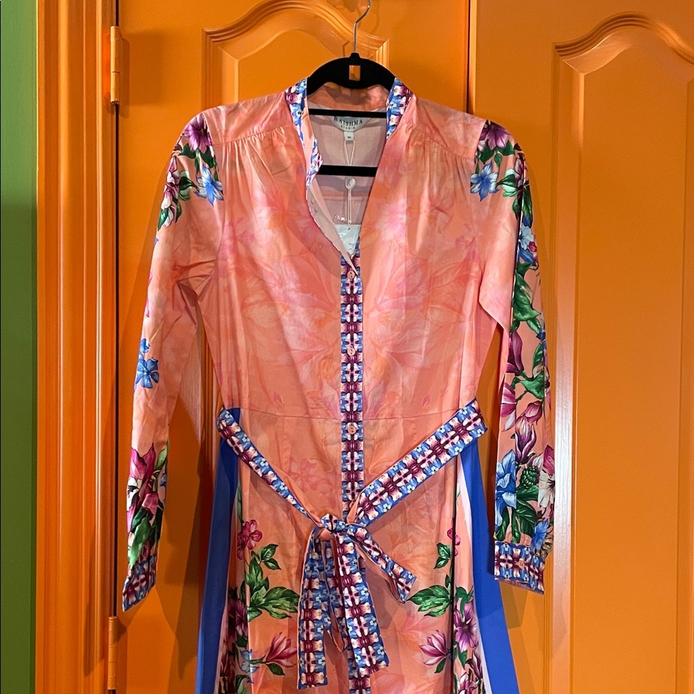 RAISHMA Floral Long-Sleeve Dress with Belt
